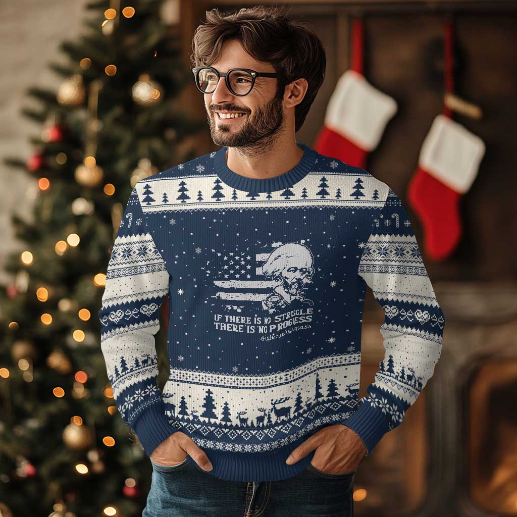 Frederick Douglass Quote Ugly Christmas Sweater Is There Is No Struggle There Is No Progress - Wonder Print Shop