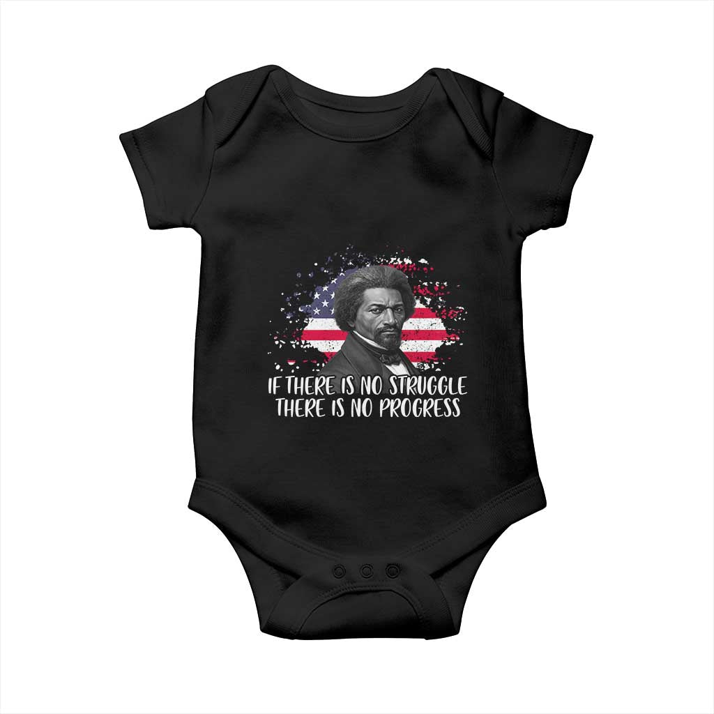 Frederick Douglass American Flag Baby Onesie Is There Is No Struggle There Is No Progress - Wonder Print Shop