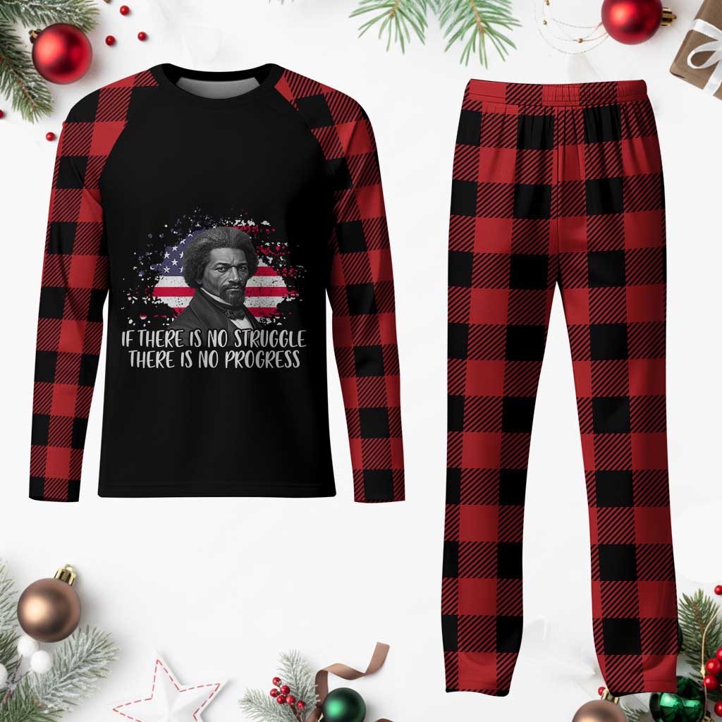 Frederick Douglass American Flag Plaid Pajama Set Is There Is No Struggle There Is No Progress - Wonder Print Shop