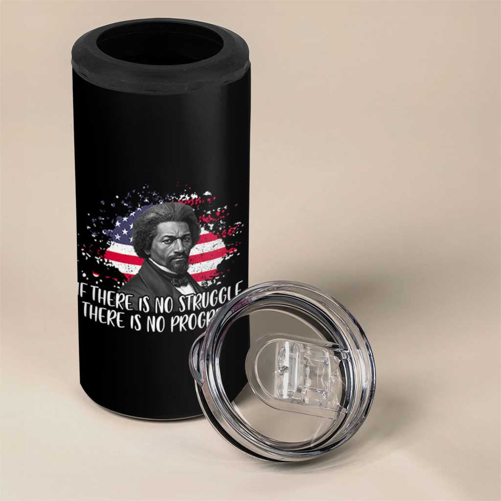 Frederick Douglass American Flag 4 in 1 Can Cooler Tumbler Is There Is No Struggle There Is No Progress - Wonder Print Shop