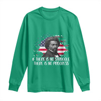 Frederick Douglass American Flag Long Sleeve Shirt Is There Is No Struggle There Is No Progress - Wonder Print Shop