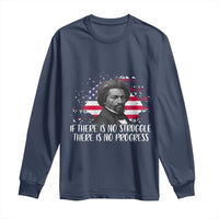 Frederick Douglass American Flag Long Sleeve Shirt Is There Is No Struggle There Is No Progress - Wonder Print Shop
