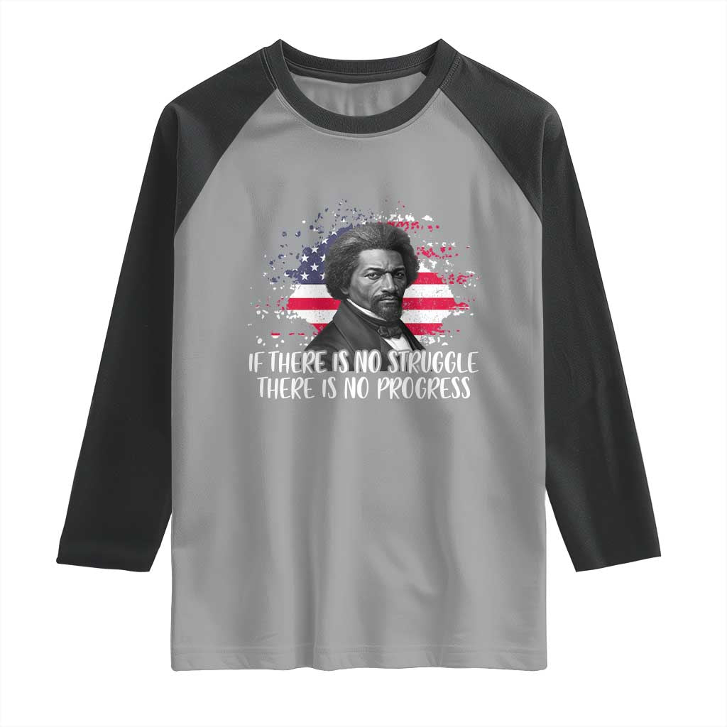 Frederick Douglass American Flag Raglan Shirt Is There Is No Struggle There Is No Progress - Wonder Print Shop
