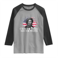 Frederick Douglass American Flag Raglan Shirt Is There Is No Struggle There Is No Progress - Wonder Print Shop