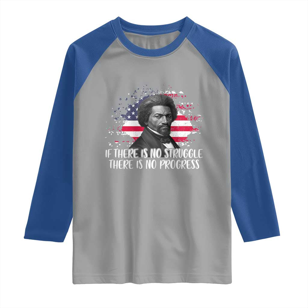 Frederick Douglass American Flag Raglan Shirt Is There Is No Struggle There Is No Progress - Wonder Print Shop