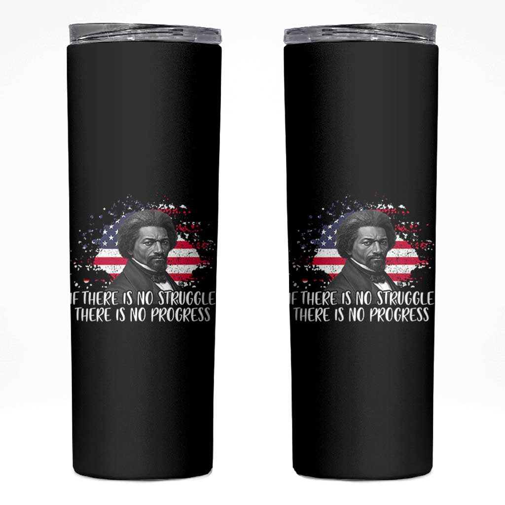 Frederick Douglass American Flag Skinny Tumbler Is There Is No Struggle There Is No Progress - Wonder Print Shop