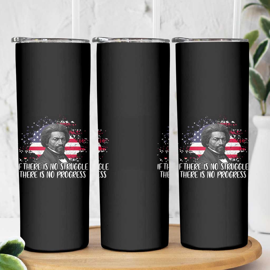 Frederick Douglass American Flag Skinny Tumbler Is There Is No Struggle There Is No Progress - Wonder Print Shop