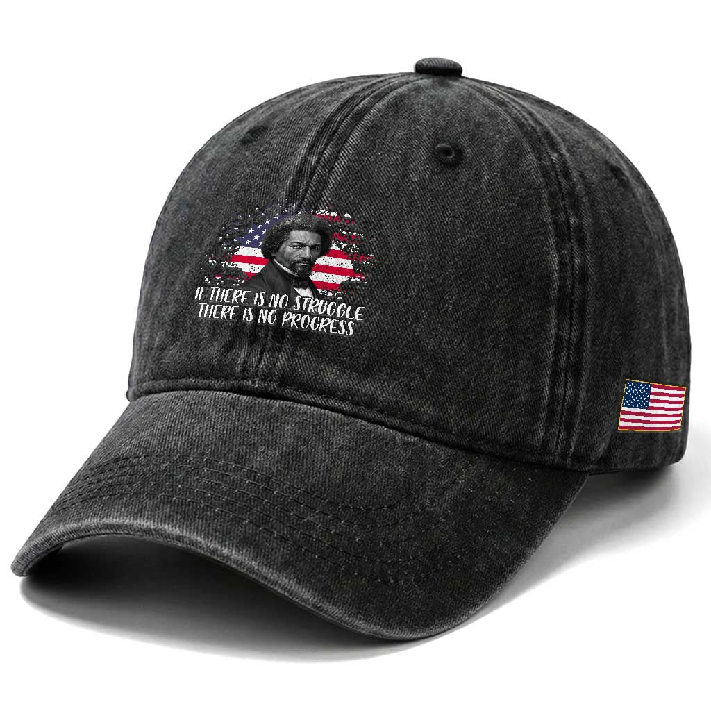 Frederick Douglass American Flag Washed Cotton Baseball Cap Is There Is No Struggle There Is No Progress