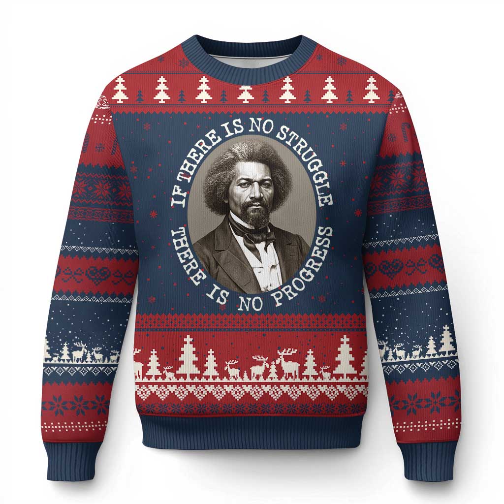 Frederick Douglass Pride Quote Ugly Christmas Sweater Is There Is No Struggle There Is No Progress - Wonder Print Shop