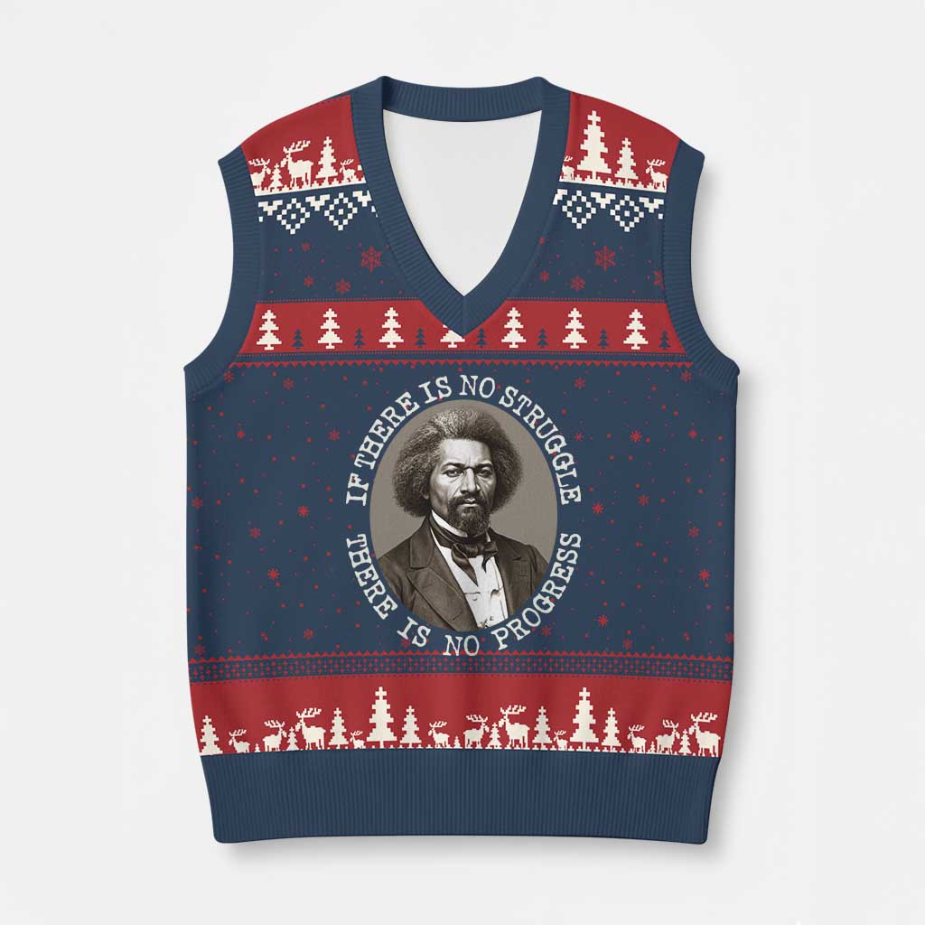 Frederick Douglass Pride Quote V-Neck Knit Sweater Vest Is There Is No Struggle There Is No Progress - Wonder Print Shop