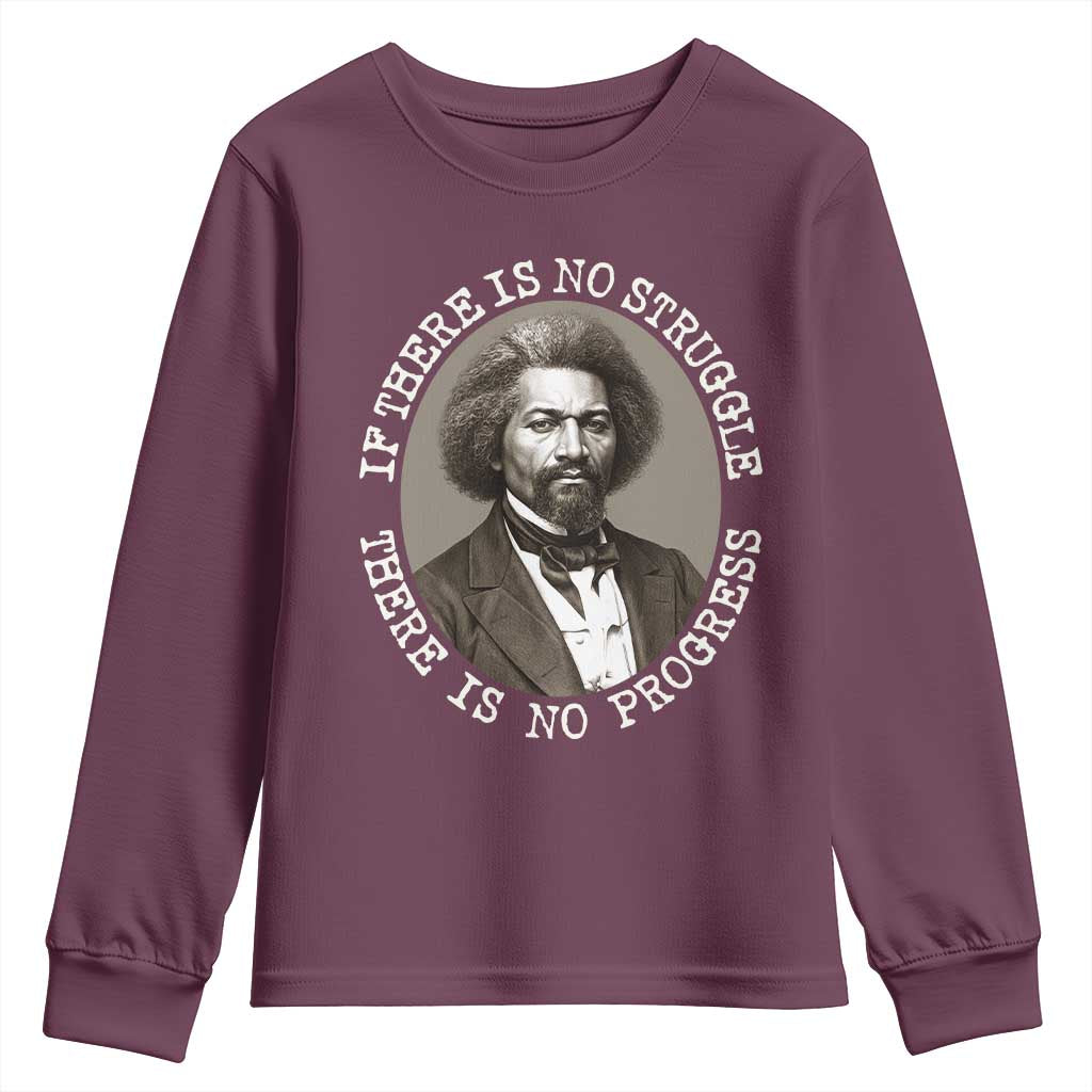 Frederick Douglass Pride Quote Youth Sweatshirt Is There Is No Struggle There Is No Progress - Wonder Print Shop