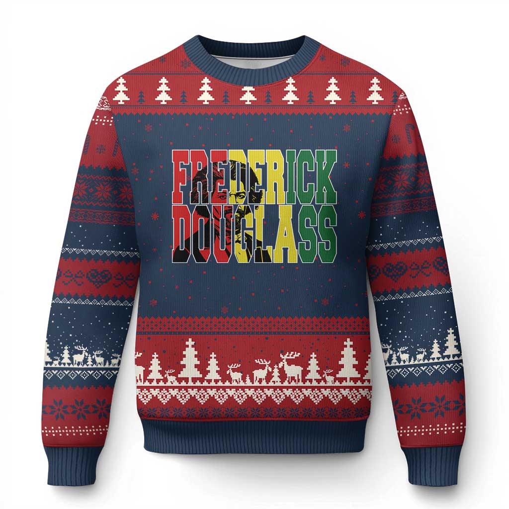 Frederick Douglass Ugly Christmas Sweater Pan African Flag Black History Month - Wonder Print Shop