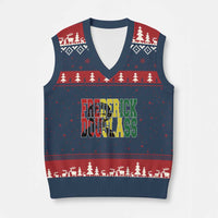 Frederick Douglass V-Neck Knit Sweater Vest Pan African Flag Black History Month - Wonder Print Shop