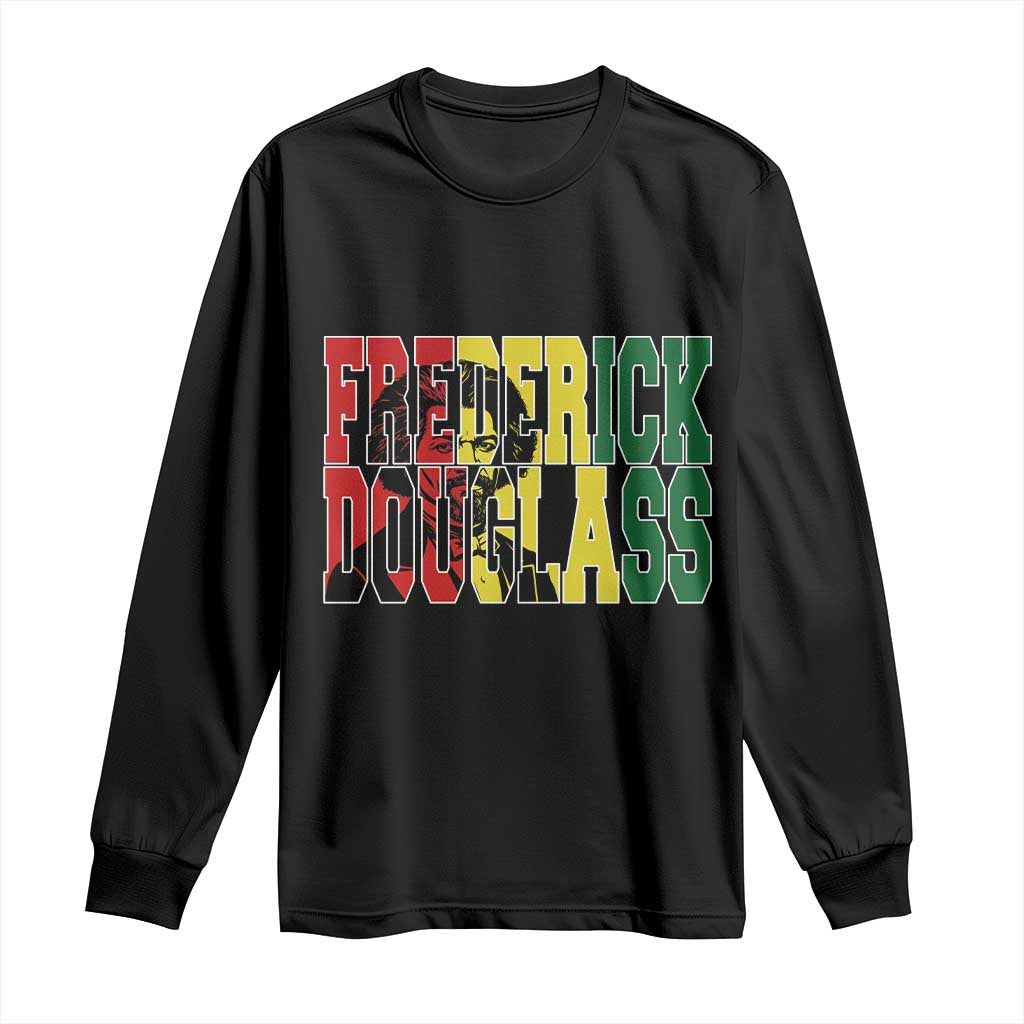 Frederick Douglass Long Sleeve Shirt Pan African Flag Black History Month - Wonder Print Shop
