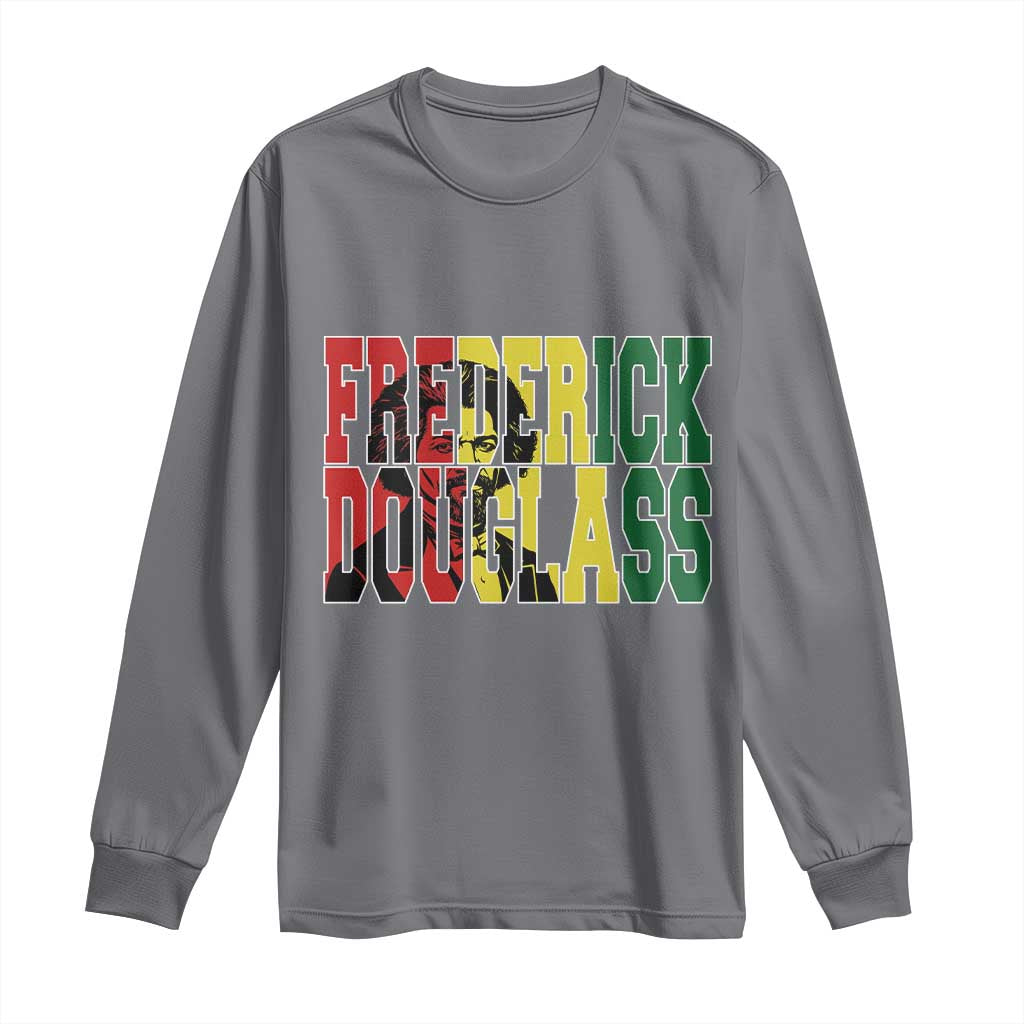 Frederick Douglass Long Sleeve Shirt Pan African Flag Black History Month - Wonder Print Shop