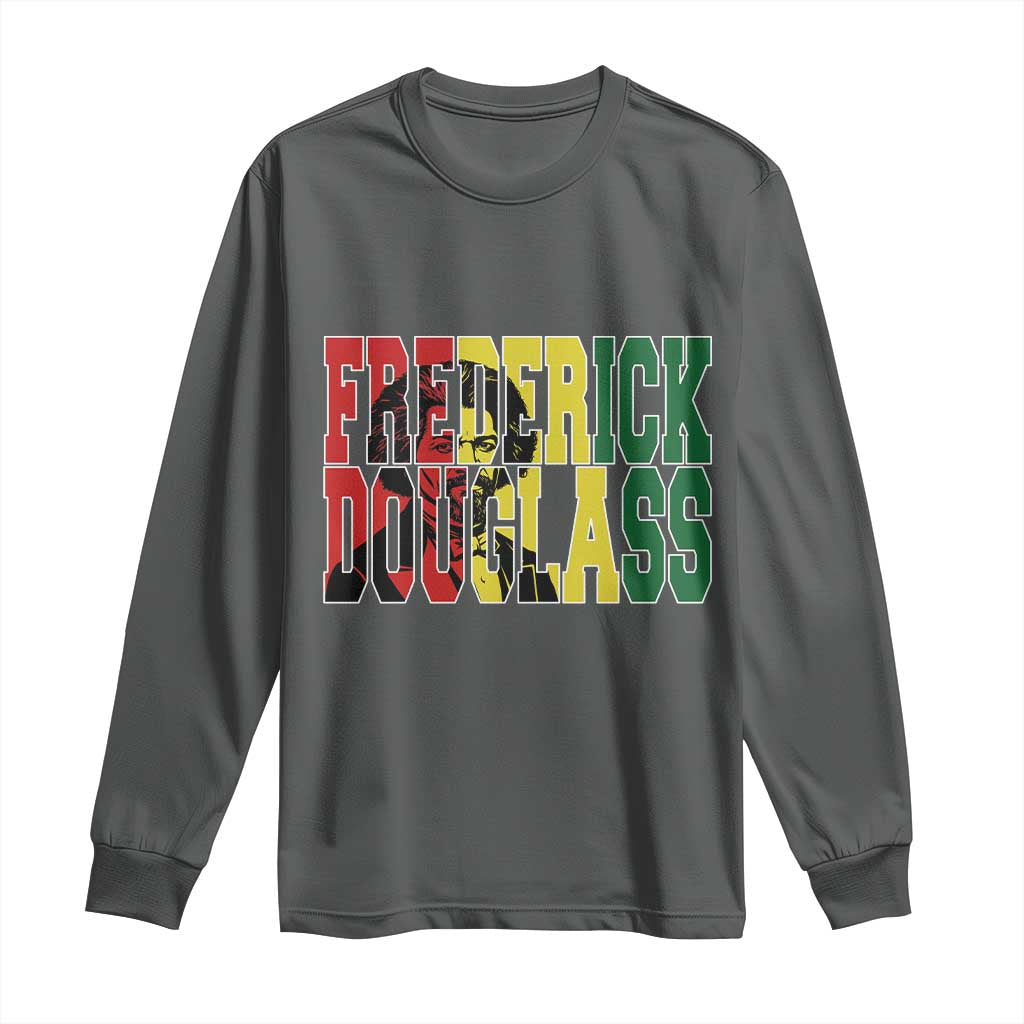 Frederick Douglass Long Sleeve Shirt Pan African Flag Black History Month - Wonder Print Shop