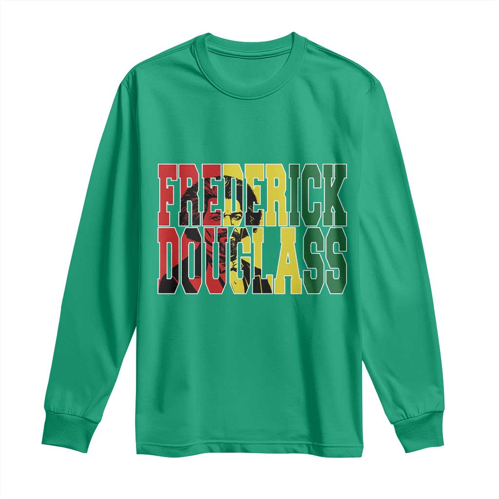 Frederick Douglass Long Sleeve Shirt Pan African Flag Black History Month - Wonder Print Shop