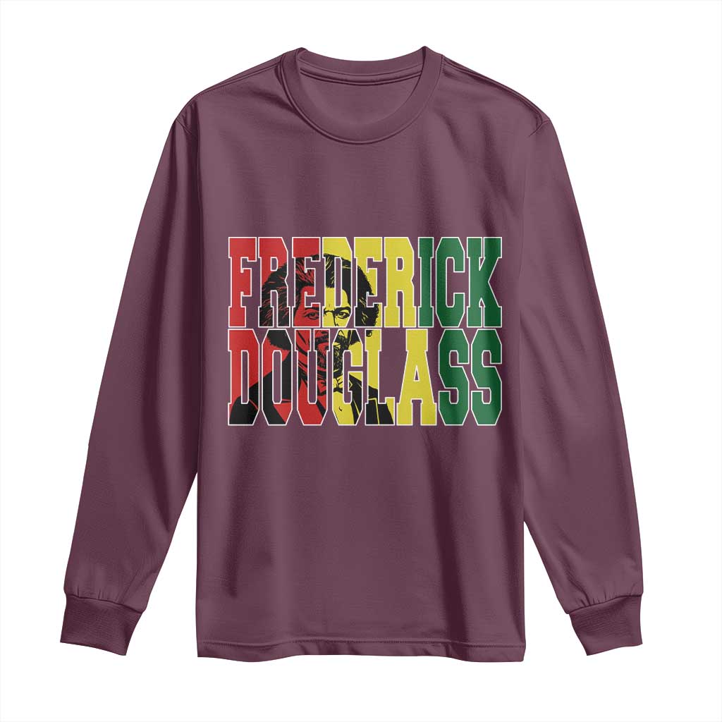 Frederick Douglass Long Sleeve Shirt Pan African Flag Black History Month - Wonder Print Shop