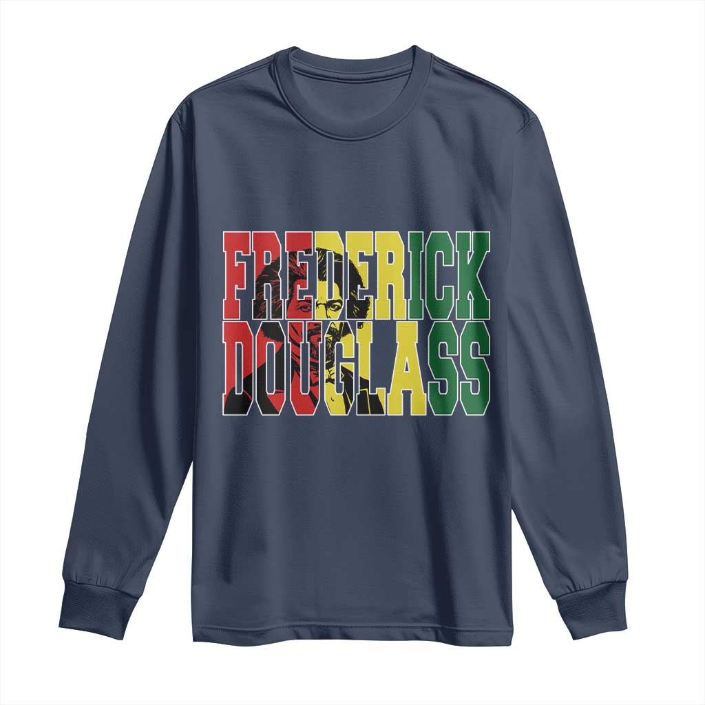 Frederick Douglass Long Sleeve Shirt Pan African Flag Black History Month - Wonder Print Shop