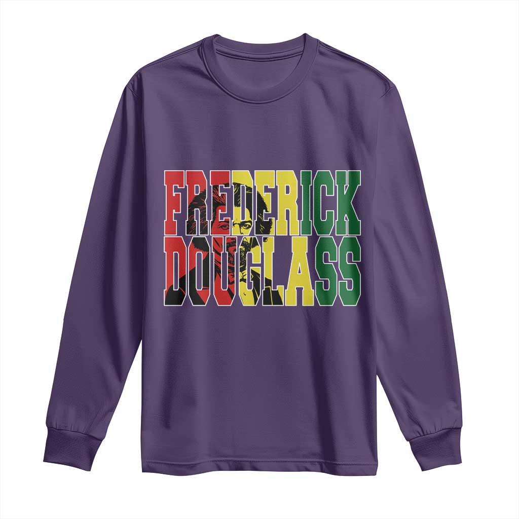Frederick Douglass Long Sleeve Shirt Pan African Flag Black History Month - Wonder Print Shop