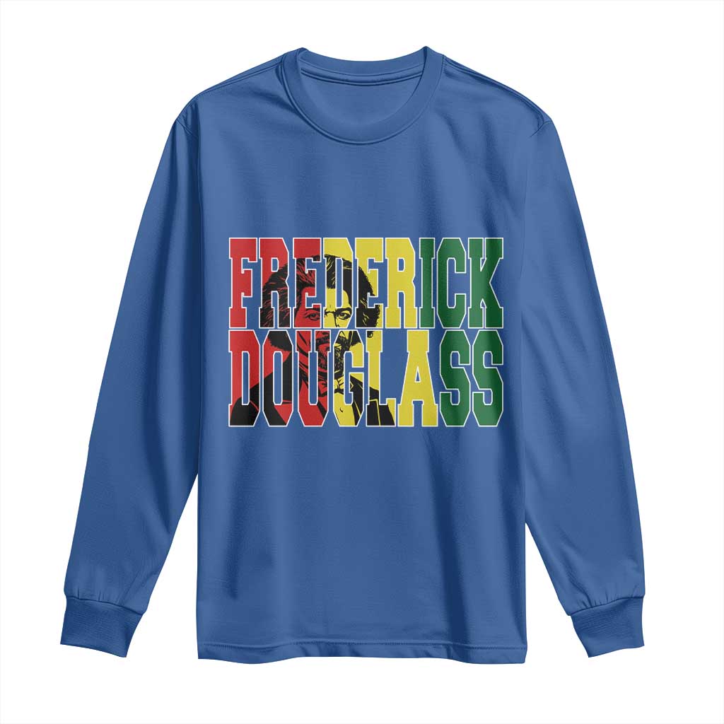 Frederick Douglass Long Sleeve Shirt Pan African Flag Black History Month - Wonder Print Shop