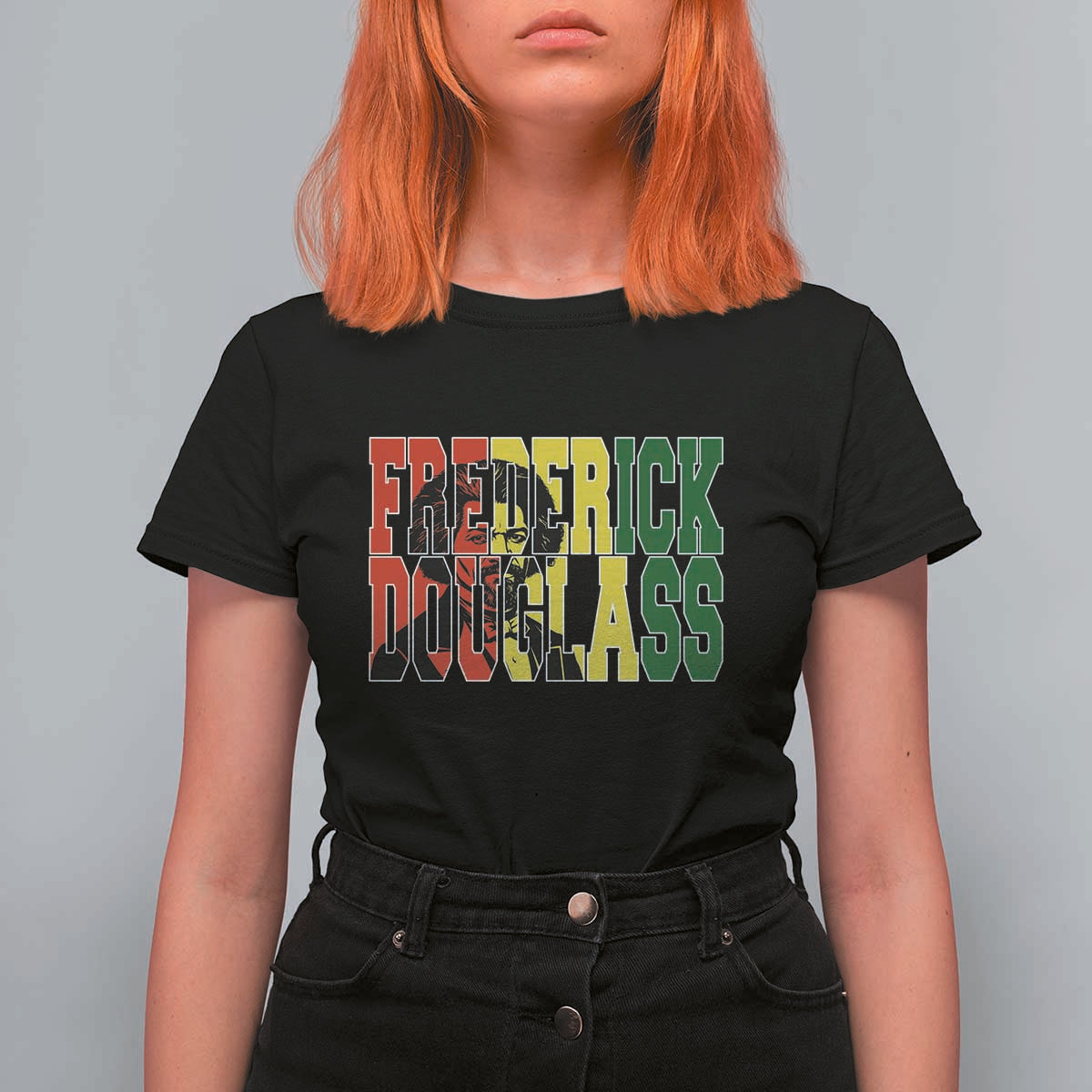 Frederick Douglass T Shirt For Women Pan African Flag Black History Month - Wonder Print Shop