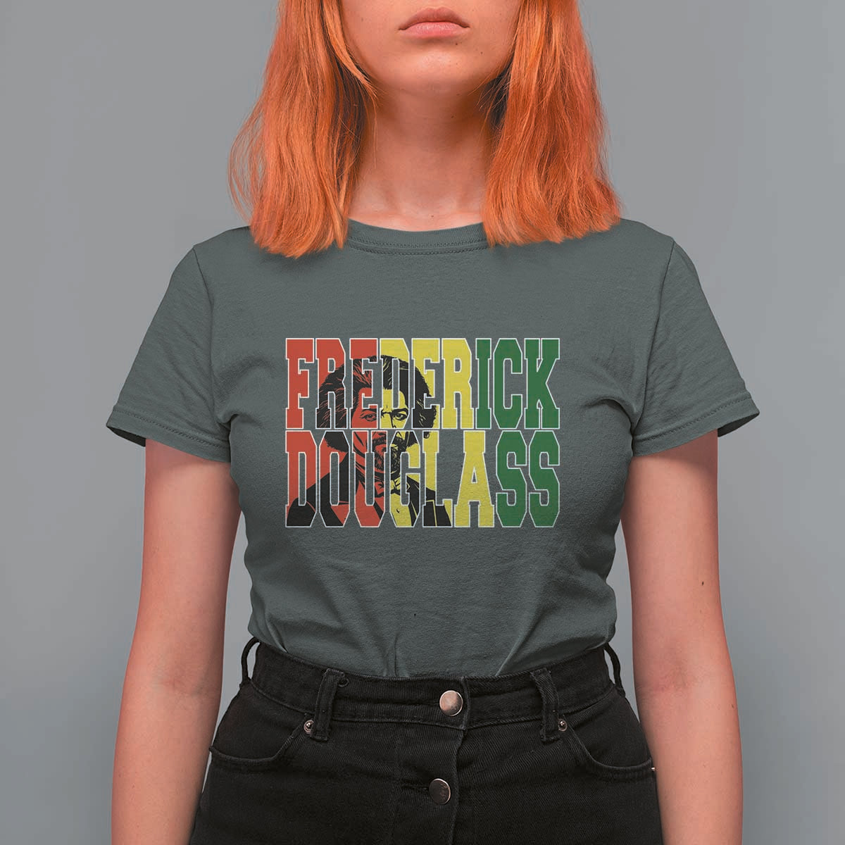 Frederick Douglass T Shirt For Women Pan African Flag Black History Month - Wonder Print Shop