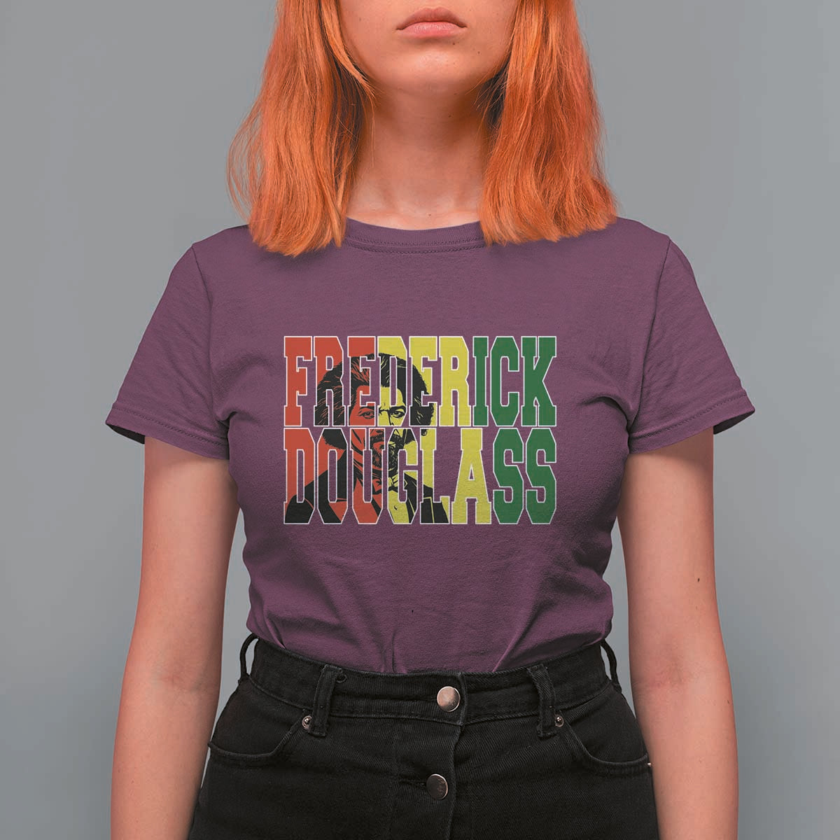 Frederick Douglass T Shirt For Women Pan African Flag Black History Month - Wonder Print Shop