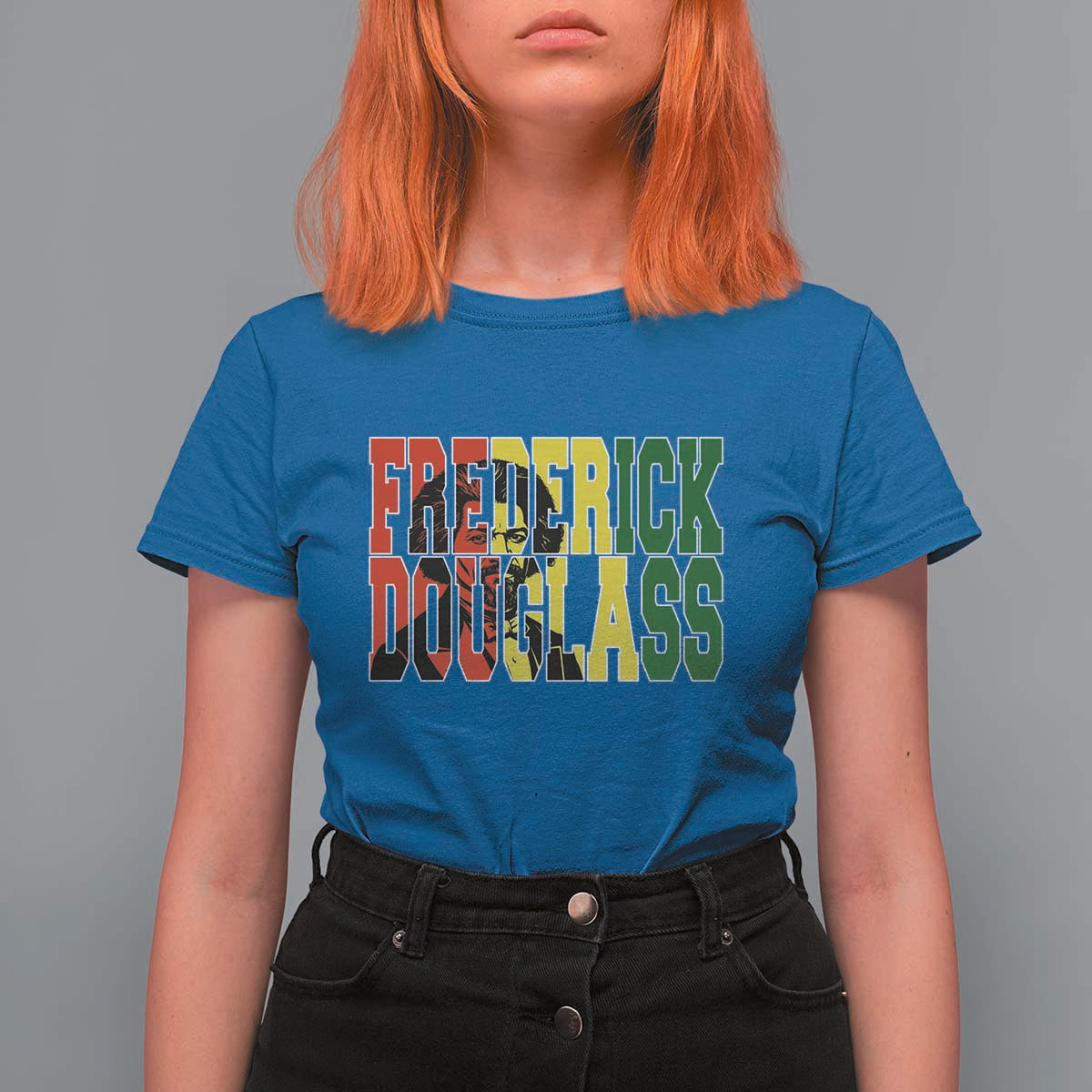 Frederick Douglass T Shirt For Women Pan African Flag Black History Month - Wonder Print Shop