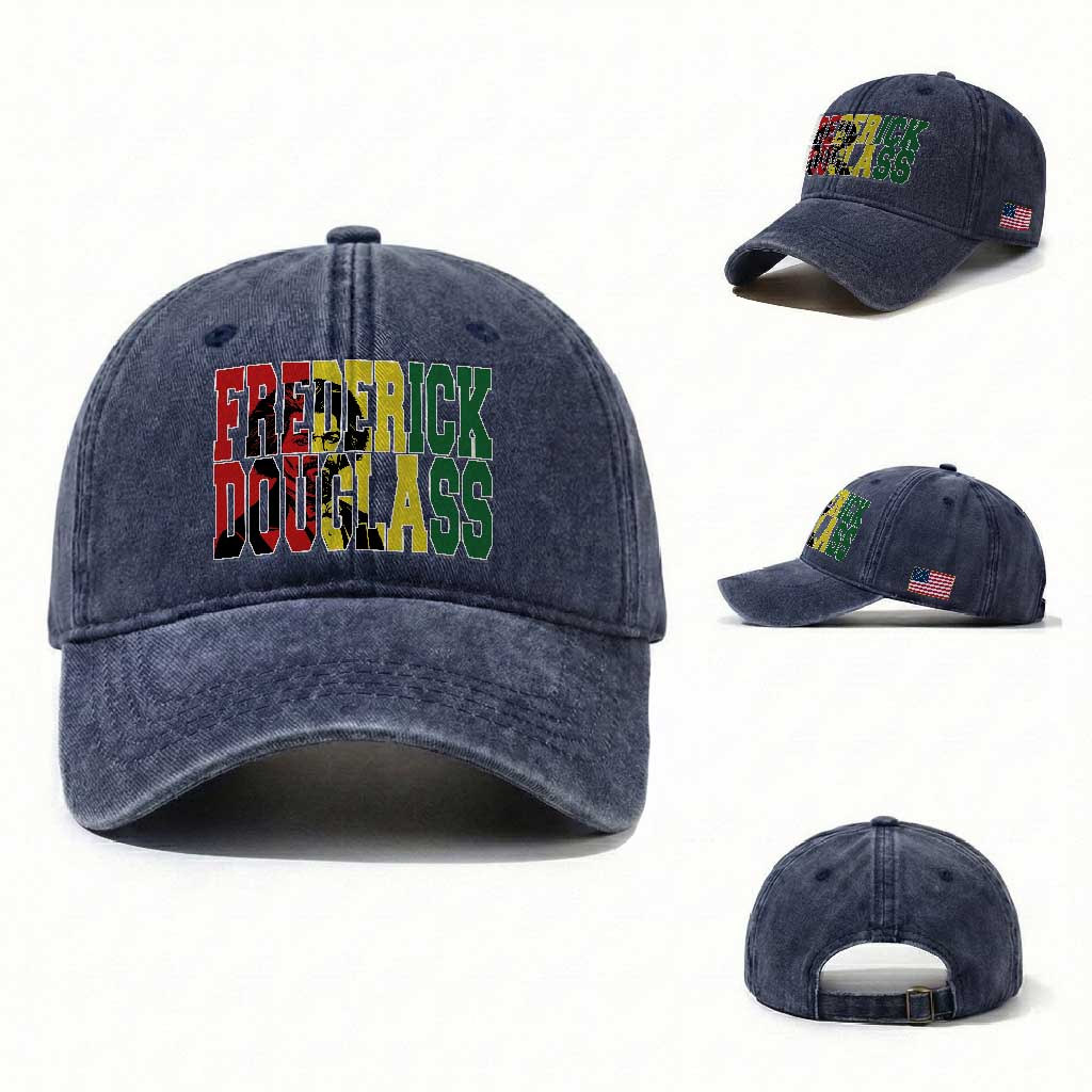Frederick Douglass Washed Cotton Baseball Cap Pan African Flag Black History Month