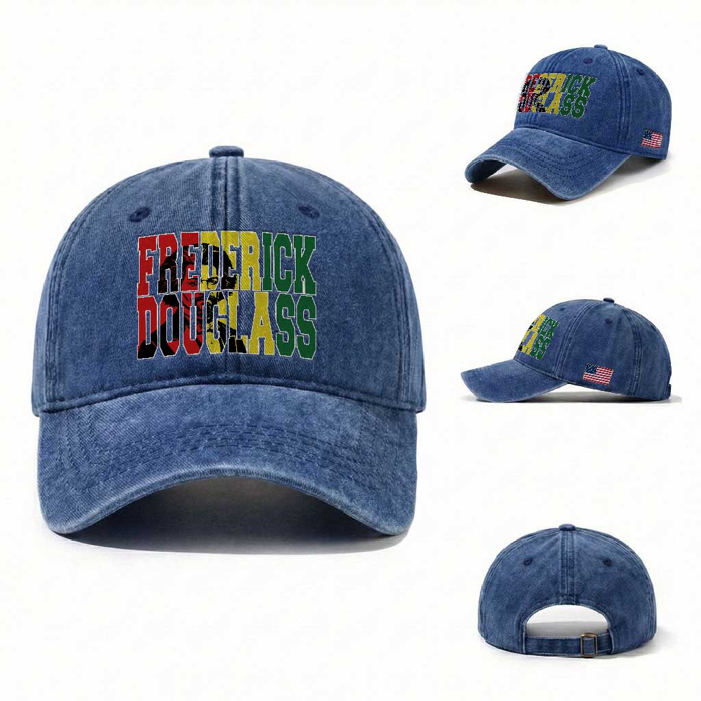 Frederick Douglass Washed Cotton Baseball Cap Pan African Flag Black History Month