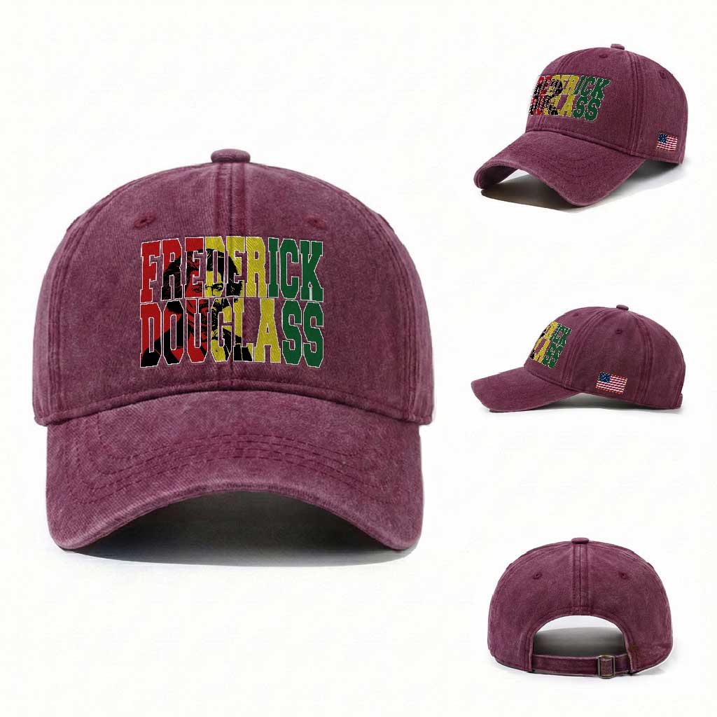 Frederick Douglass Washed Cotton Baseball Cap Pan African Flag Black History Month