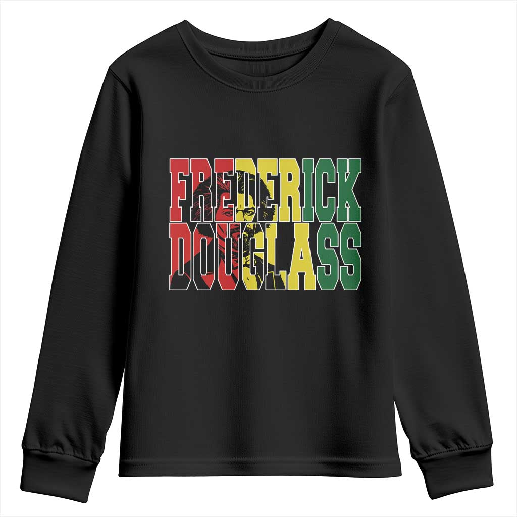 Frederick Douglass Youth Sweatshirt Pan African Flag Black History Month - Wonder Print Shop