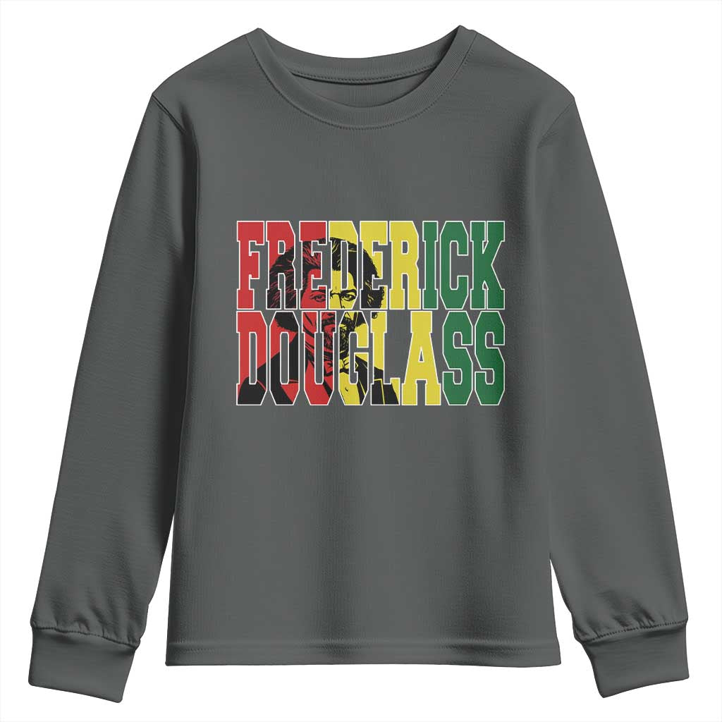 Frederick Douglass Youth Sweatshirt Pan African Flag Black History Month - Wonder Print Shop