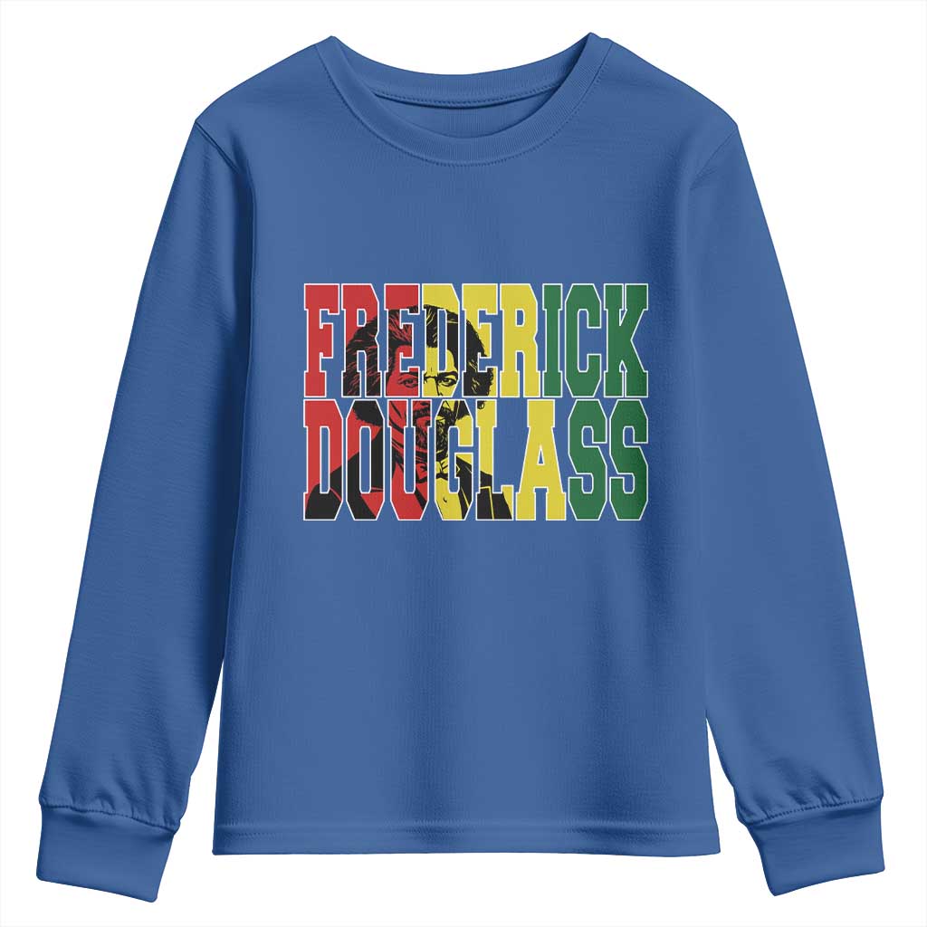 Frederick Douglass Youth Sweatshirt Pan African Flag Black History Month - Wonder Print Shop