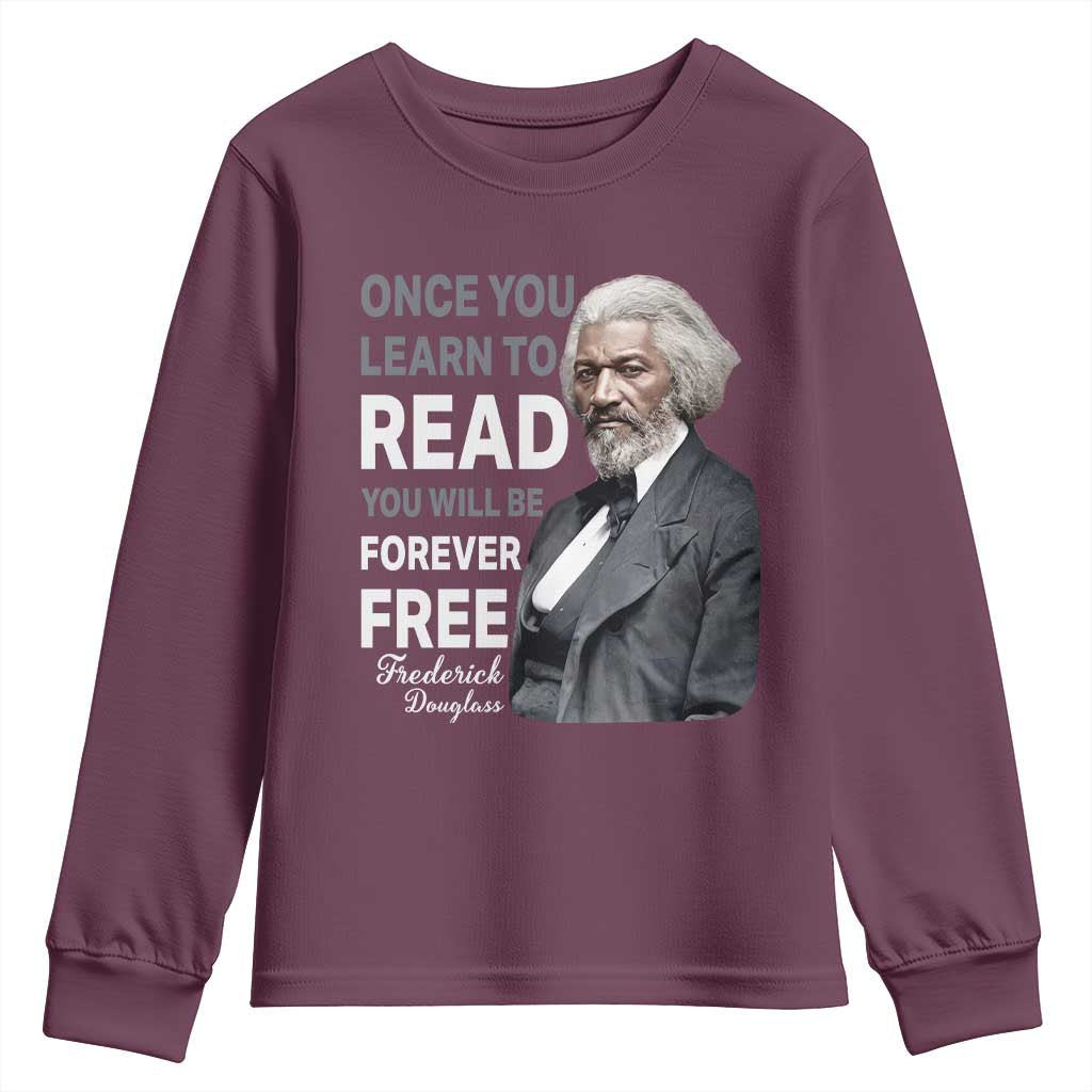 Frederick Douglass Freedom Quote Youth Sweatshirt Once You Learn to Read - Wonder Print Shop