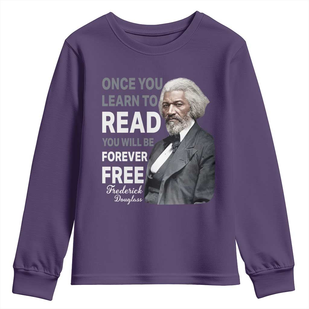 Frederick Douglass Freedom Quote Youth Sweatshirt Once You Learn to Read - Wonder Print Shop