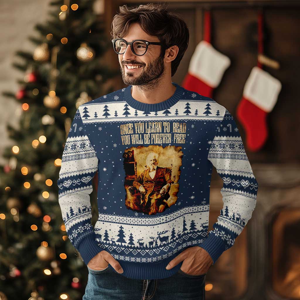 Frederick Douglass Quote Ugly Christmas Sweater Once You Learn to Read - Wonder Print Shop