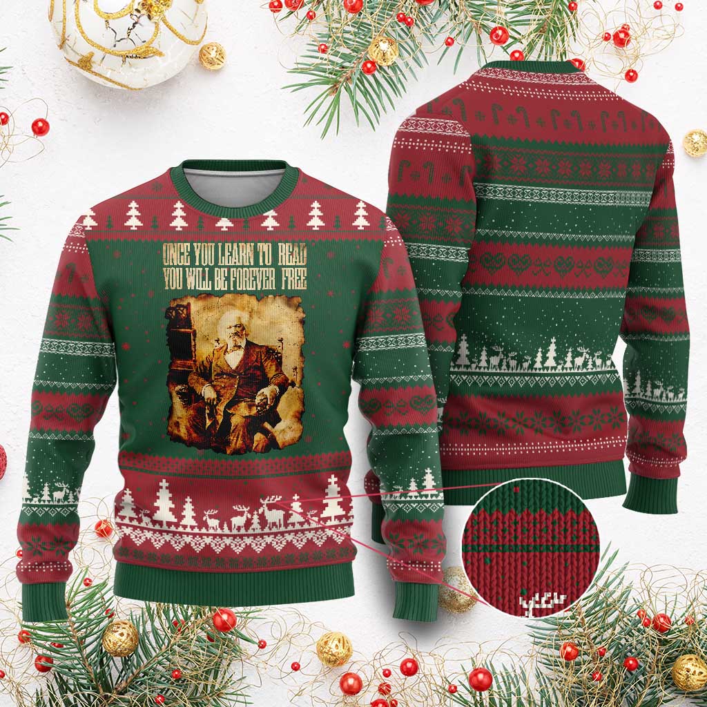 Frederick Douglass Quote Ugly Christmas Sweater Once You Learn to Read - Wonder Print Shop
