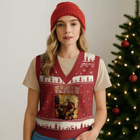 Frederick Douglass Quote V-Neck Knit Sweater Vest Once You Learn to Read - Wonder Print Shop