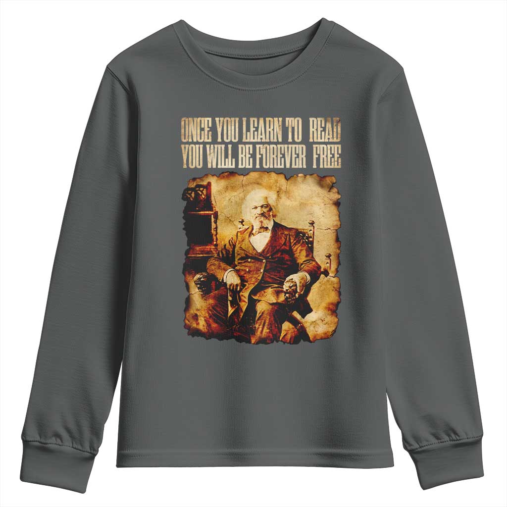 Frederick Douglass Quote Youth Sweatshirt Once You Learn to Read - Wonder Print Shop