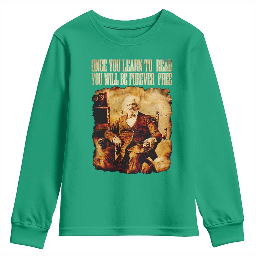 Frederick Douglass Quote Youth Sweatshirt Once You Learn to Read - Wonder Print Shop