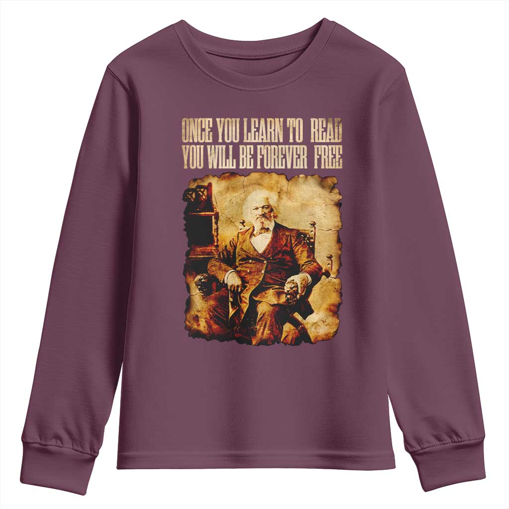 Frederick Douglass Quote Youth Sweatshirt Once You Learn to Read - Wonder Print Shop