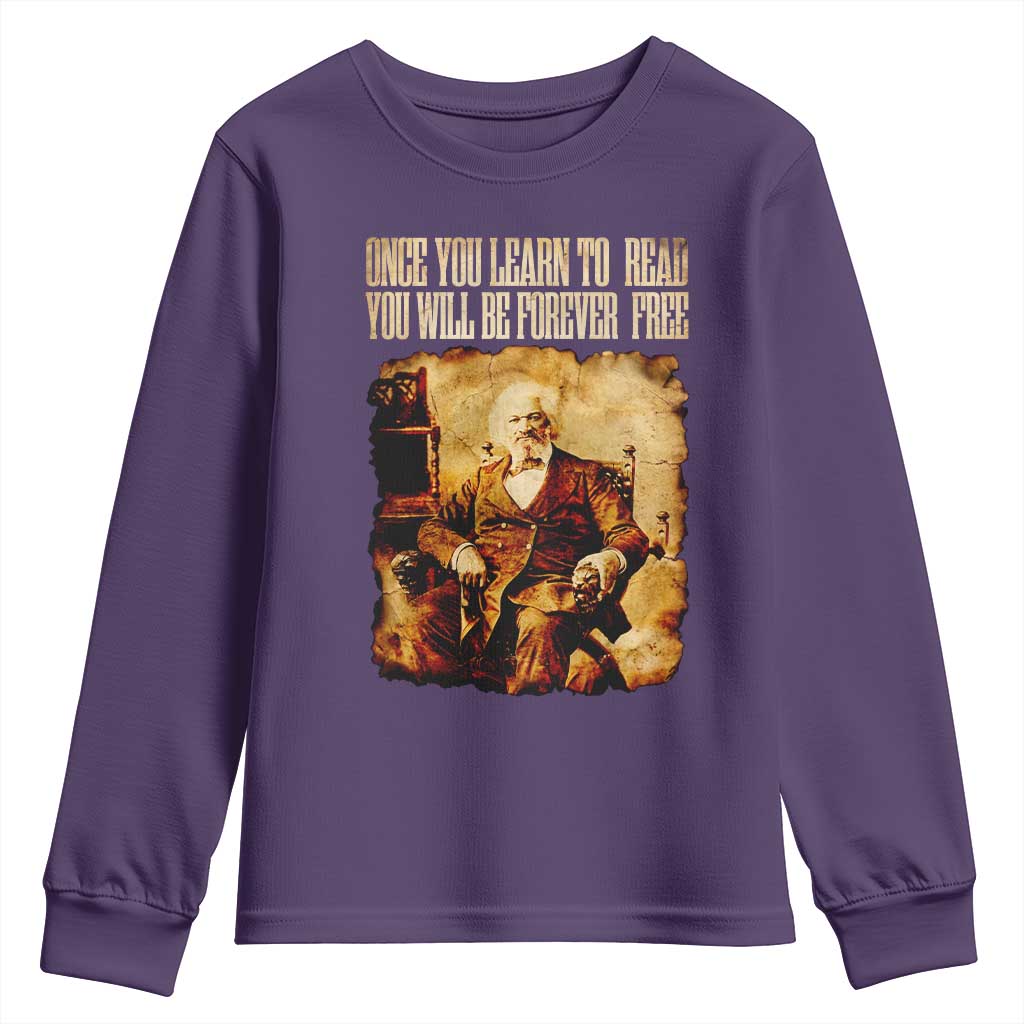 Frederick Douglass Quote Youth Sweatshirt Once You Learn to Read - Wonder Print Shop