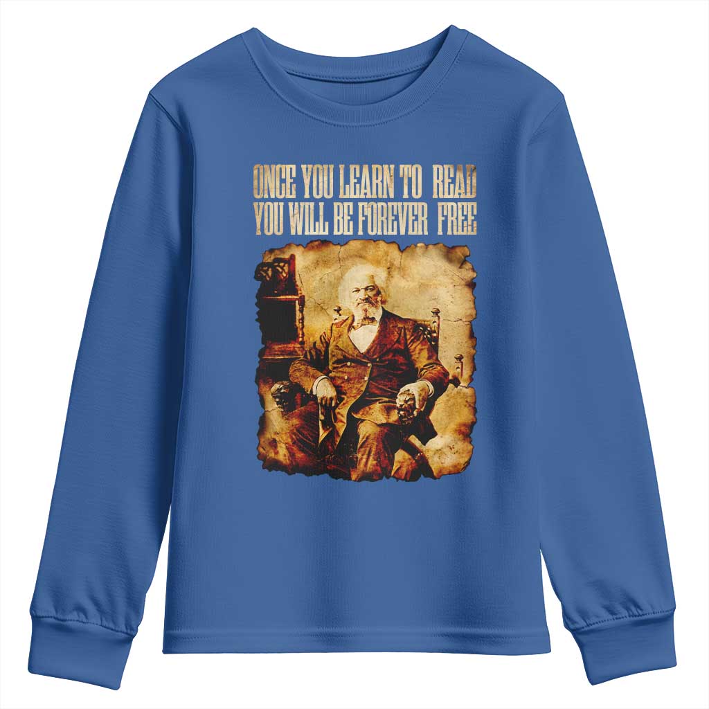 Frederick Douglass Quote Youth Sweatshirt Once You Learn to Read - Wonder Print Shop