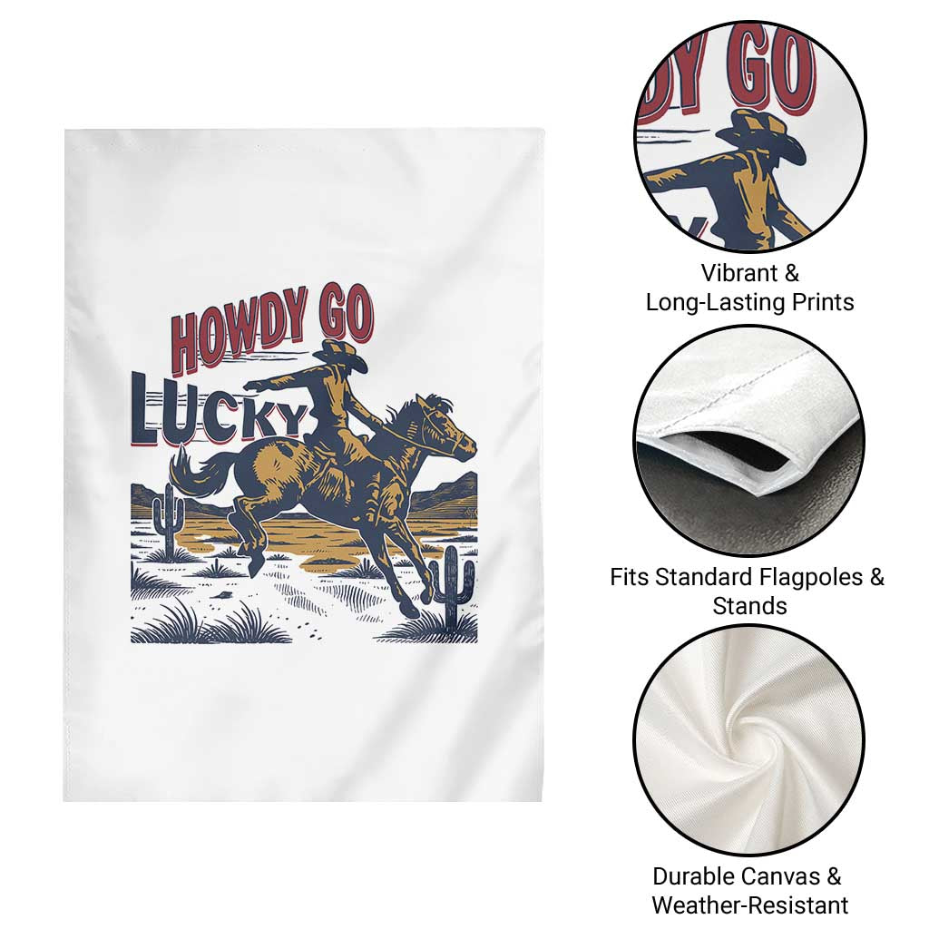 Howdy Go Lucky Garden Flag Funny Cowboy St Patrick's Day