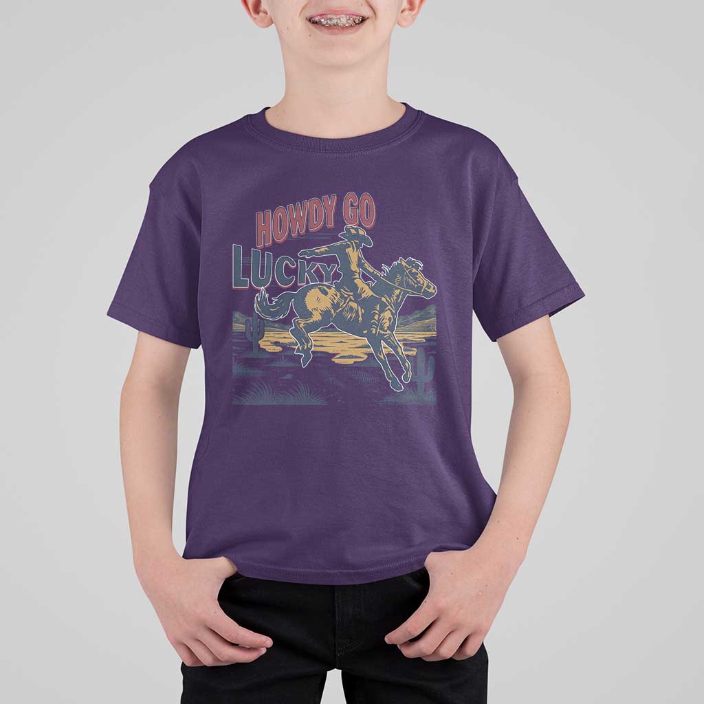 Howdy Go Lucky T Shirt For Kid Funny Cowboy St Patrick's Day