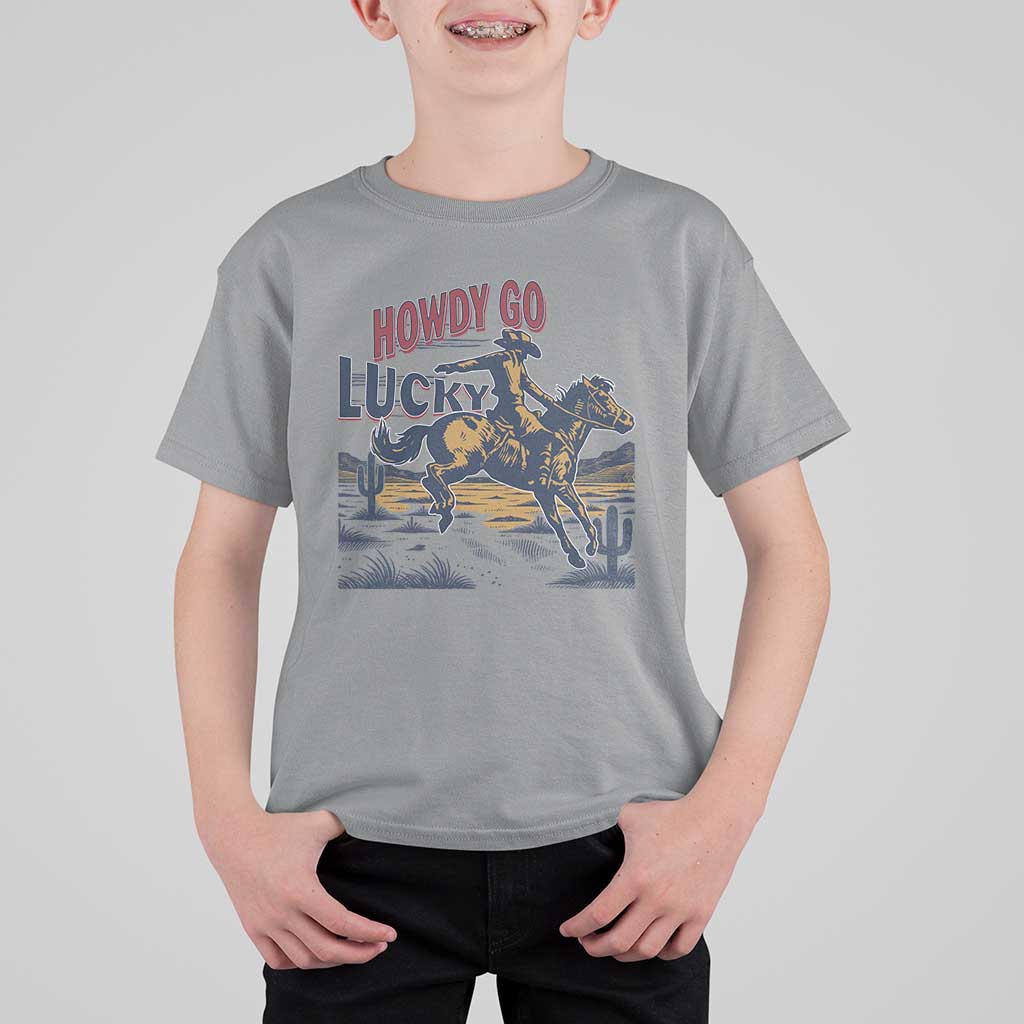Howdy Go Lucky T Shirt For Kid Funny Cowboy St Patrick's Day