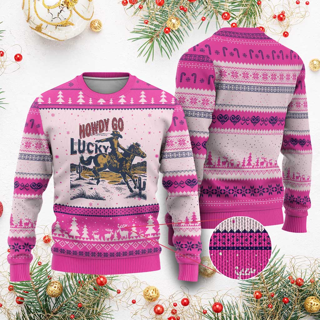 Howdy Go Lucky Ugly Christmas Sweater Funny Cowboy St Patrick's Day
