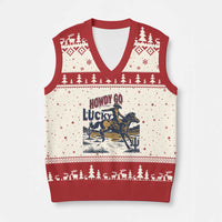 Howdy Go Lucky V-Neck Knit Sweater Vest Funny Cowboy St Patrick's Day